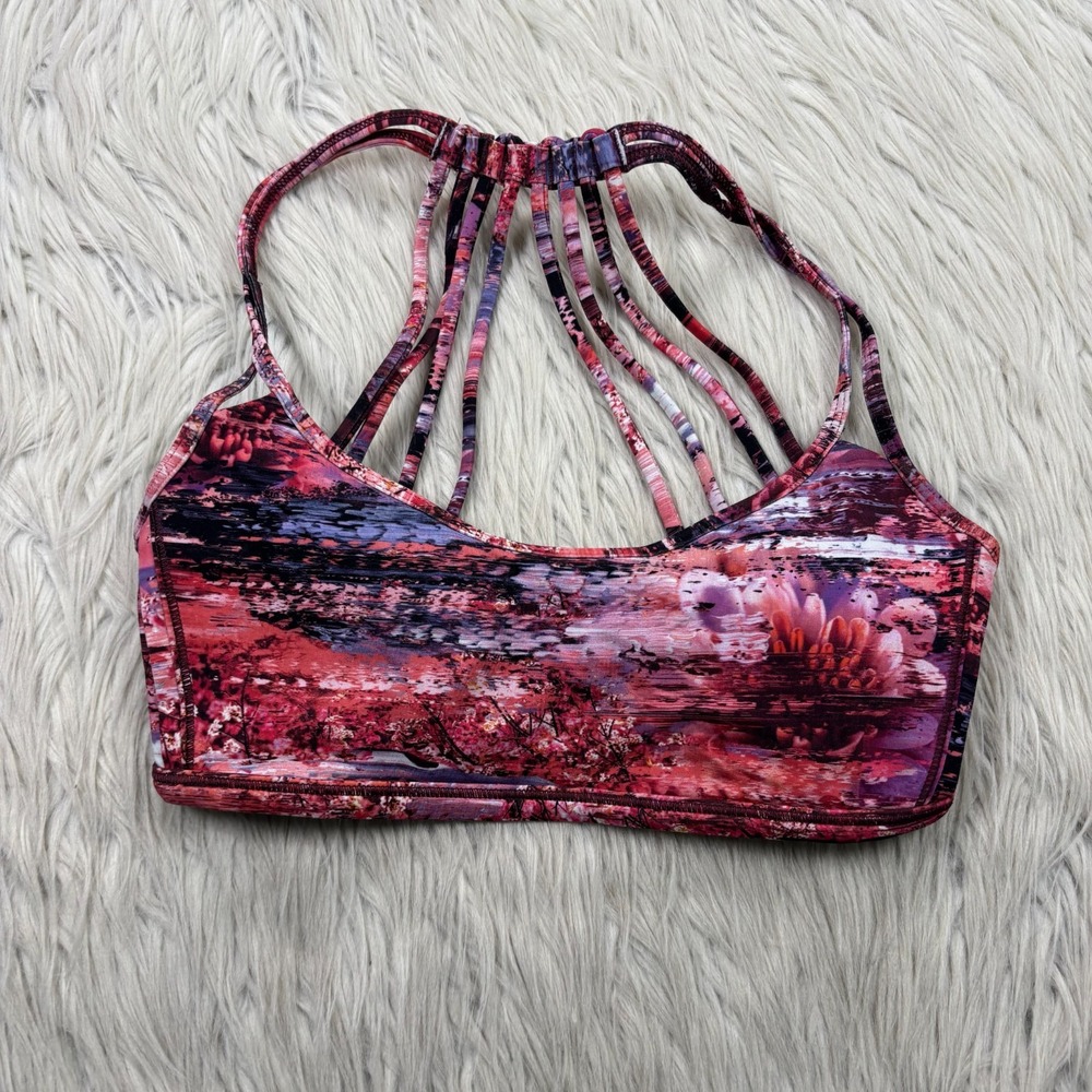 Lululemon Women's 2 Lighten Up Strappy Bra in Dahlia Landscape Pink Purple